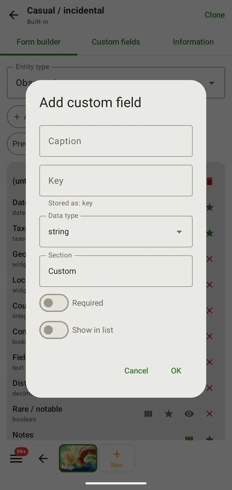 Custom field definition