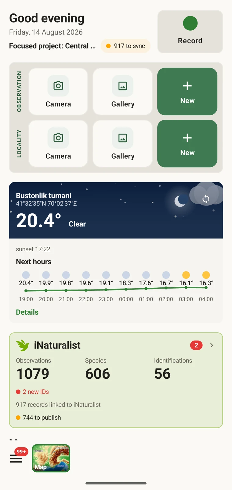 Home dashboard
