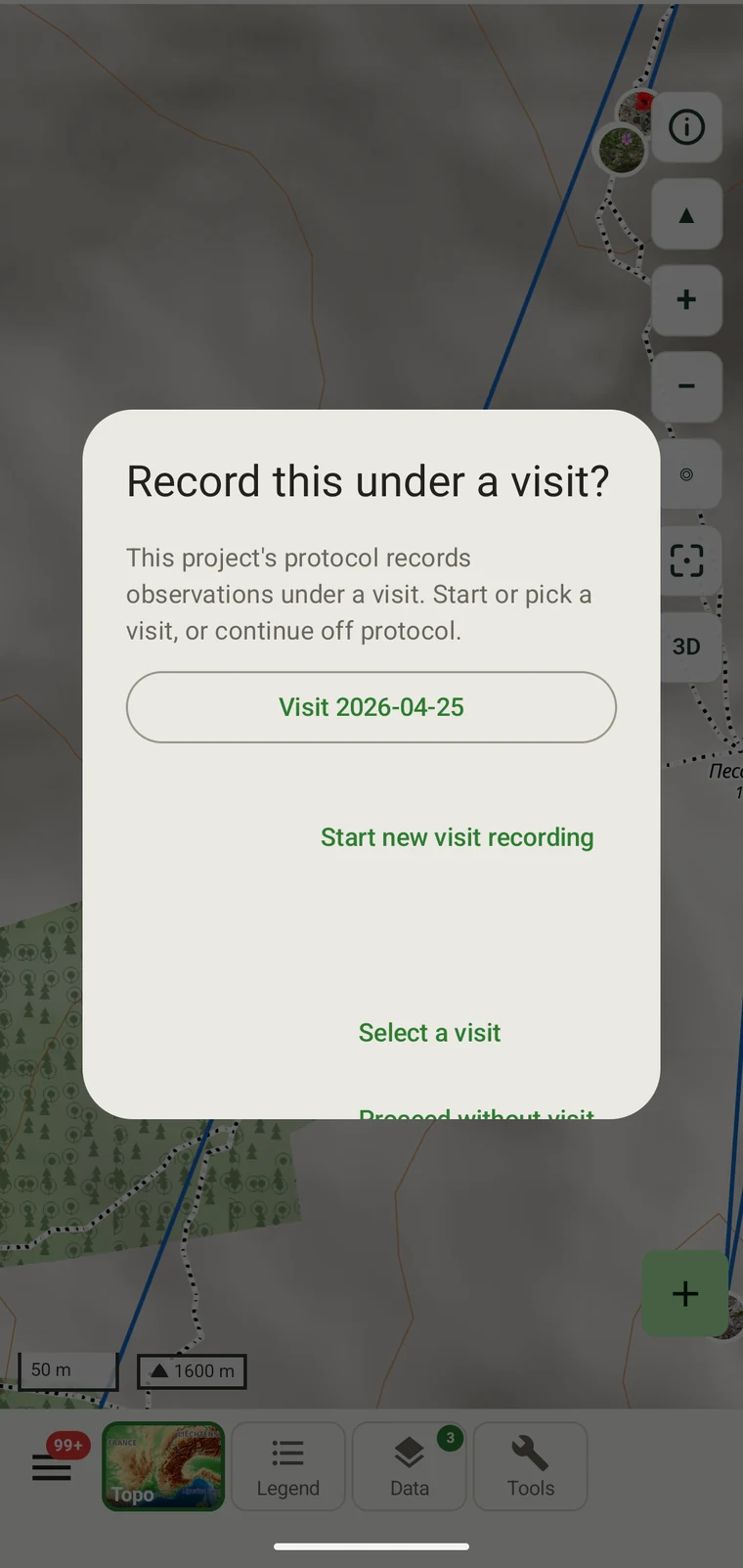 Visit prompt when starting a record